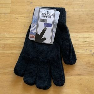 Black touchscreen compatible kids gloves